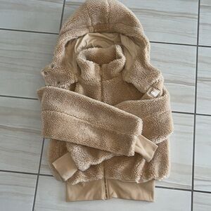 ALO tan XS zip hooded jacket